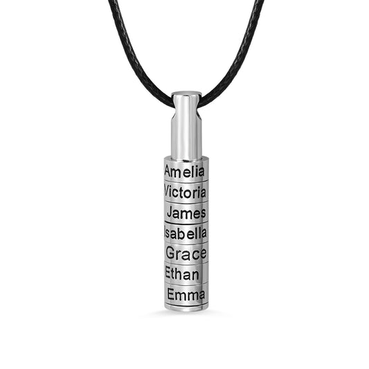 Men’s Family Beads Necklace – Custom Name Pendant