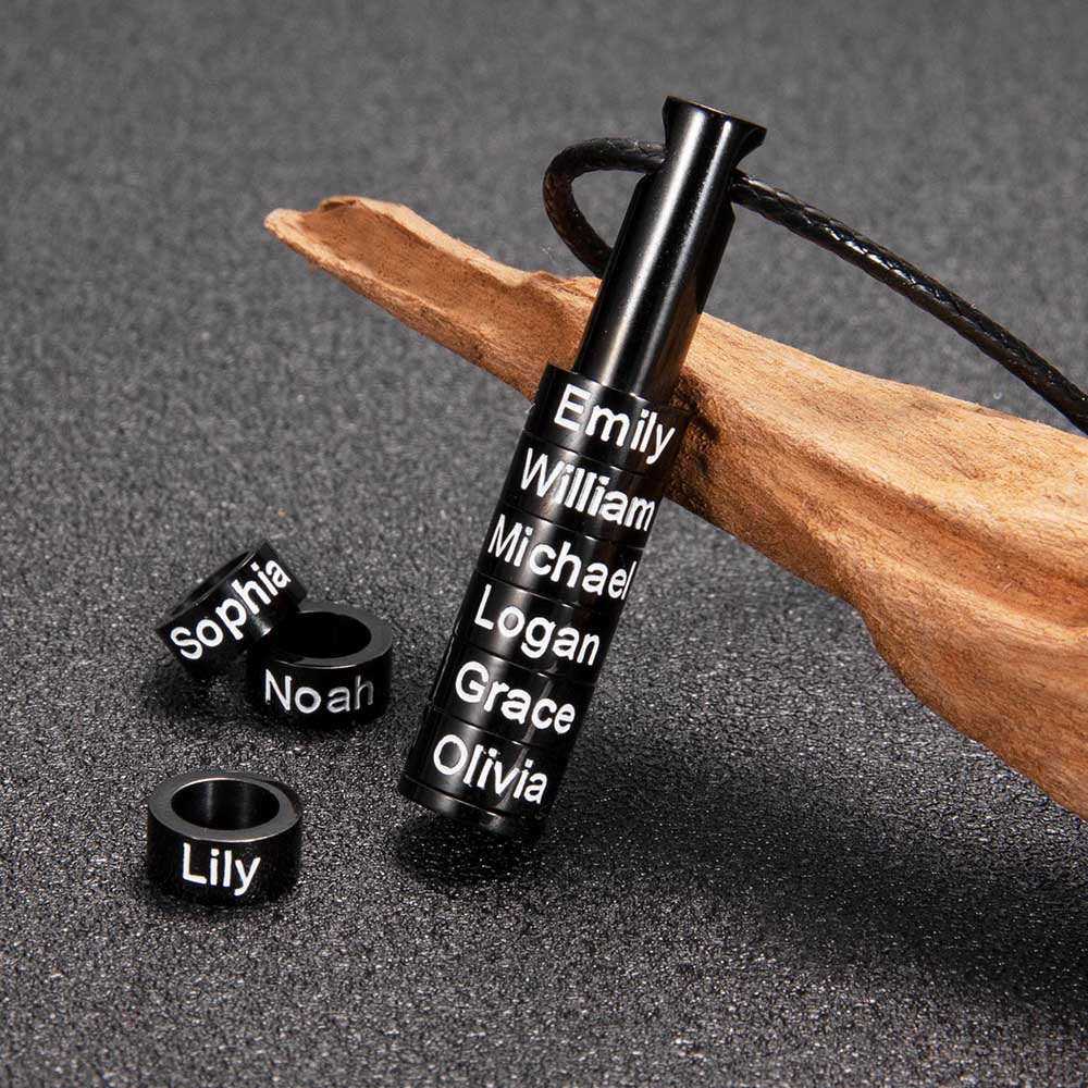 Men’s Family Beads Necklace – Custom Name Pendant