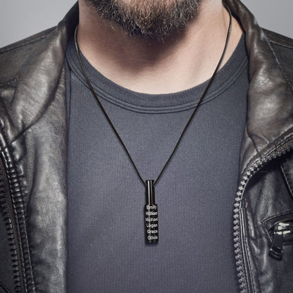 Men’s Family Beads Necklace – Custom Name Pendant