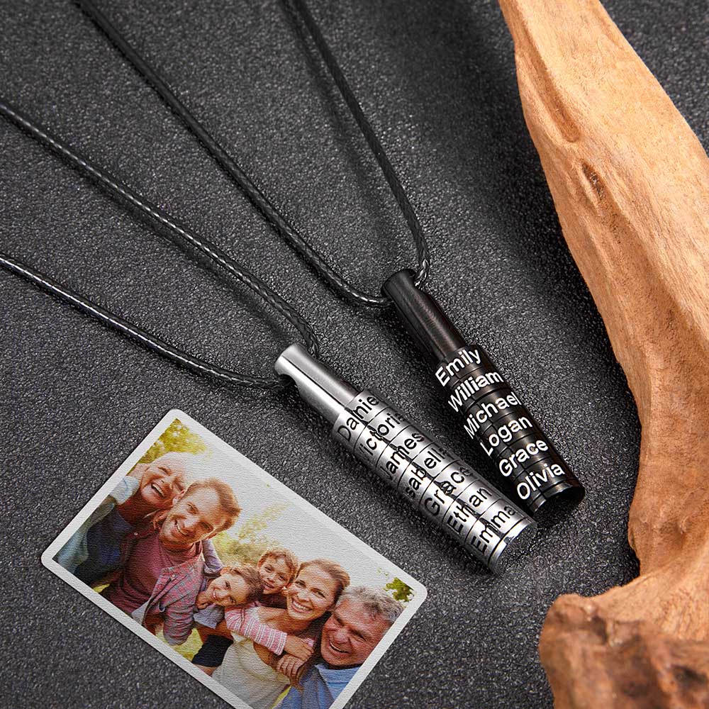 Men’s Family Beads Necklace – Custom Name Pendant