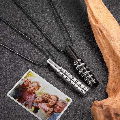 Men’s Family Beads Necklace – Custom Name Pendant