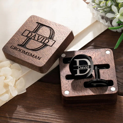 Engraved Cufflinks with Box – Groomsmen Gift for Him